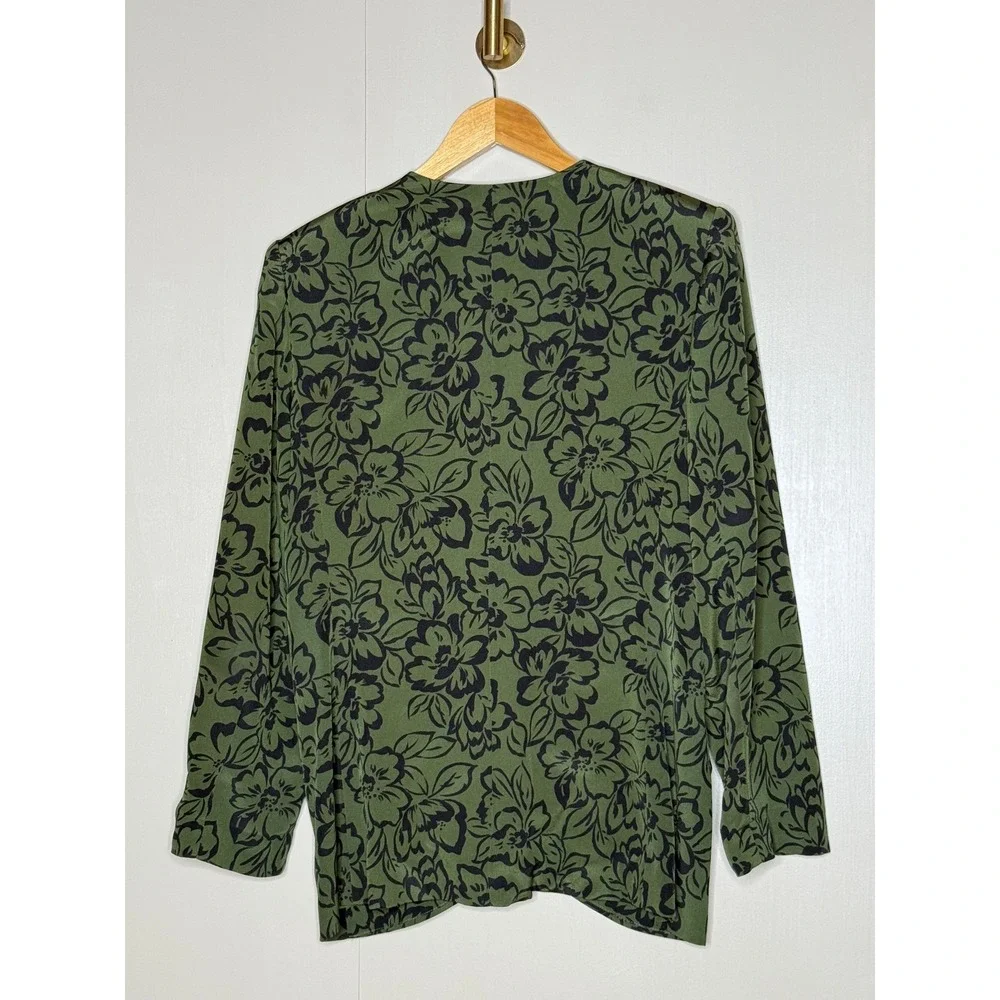 Kasper ASL Vintage Olive Floral‎ Skirt Suit Set Size 10 Cottagecore